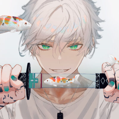 Koi in Sword (Silver foil)